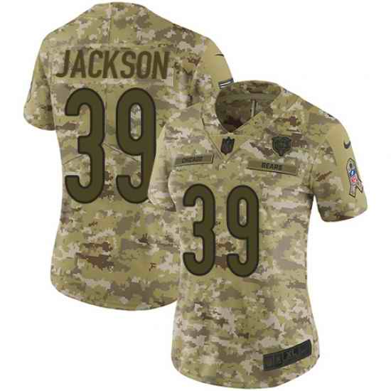 Nike Bears #39 Eddie Jackson Camo Women Stitched NFL Limited 2018 Salute to Service Jersey